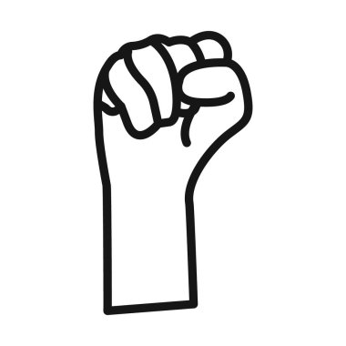 Kaldır yumruğu simgesi Siyah çizgi sanat vektörü siyah beyaz ana hat koleksiyon işareti