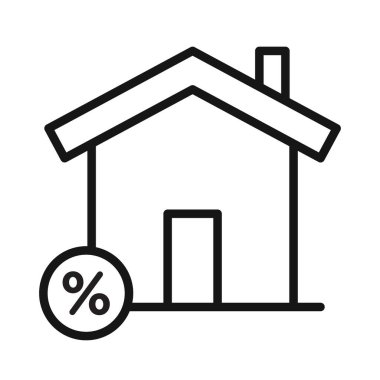 İpotek simgesi Siyah çizgi sanat vektörü için siyah ve beyaz ana hat koleksiyon tablosu işaretinde oran