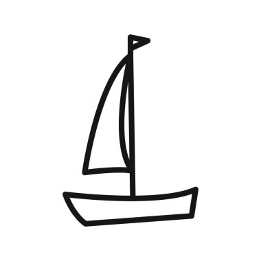 Yelkenli simgesi Siyah çizgi sanat vektörü siyah beyaz ana hat koleksiyon işareti