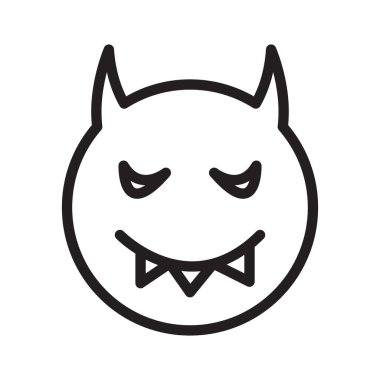 Şeytani simge Siyah çizgi sanat vektörü siyah beyaz ana hat koleksiyon işareti