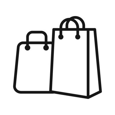 Alışveriş poşeti simgesi Siyah çizgi sanat vektörü siyah beyaz ana hat koleksiyon işareti