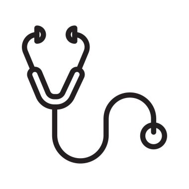 Stetoskop simgesi Siyah çizgi sanat vektörü siyah ve beyaz ana hat koleksiyon işareti