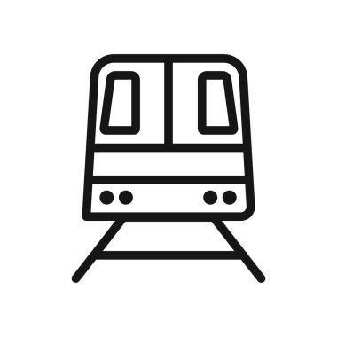 Metro simgesi Siyah çizgi sanat vektörü siyah beyaz ana hat koleksiyon işareti