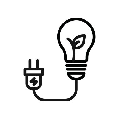 Sürdürülebilir ekolojik enerji simgesi Siyah çizgi sanat vektörü siyah ve beyaz ana hat koleksiyon işareti