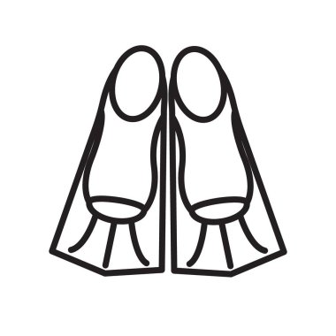 Yüzen yüzgeçler simgesi Siyah çizgi sanat vektörü siyah beyaz ana hat koleksiyon işareti