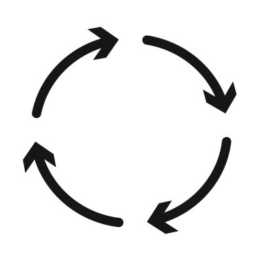 Siyah ve beyaz ana hat koleksiyon işaretinde eşzamanlama simgesi (2) Siyah çizgi sanat vektörü
