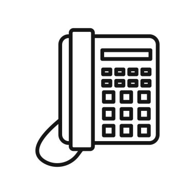 Telefon simgesi Siyah çizgi sanat vektörü siyah beyaz ana hat koleksiyon işareti