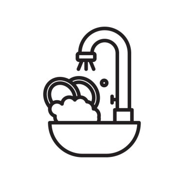 Siyah ve beyaz taslak koleksiyon işaretinde siyah çizgi sanat vektörü (2) yıkama kalıbı