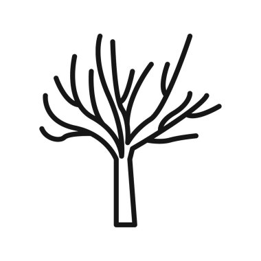 Kış ağacı simgesi Siyah çizgi sanat vektörü siyah beyaz ana hat koleksiyon işareti