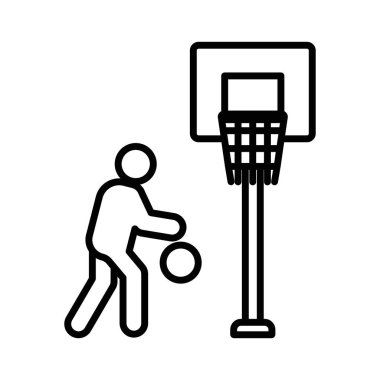 Basketbol simgesi doğrusal logo işareti web için siyah beyaz olarak belirlendi