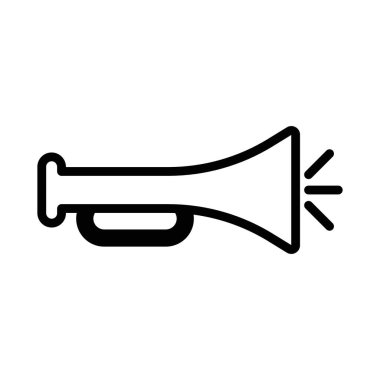 Otomobil kornosu simgesi doğrusal logo işareti web için siyah beyaz olarak belirlendi