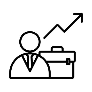 Kariyer, iş ve iş simgesi doğrusal logo işaretleri web için siyah beyaz olarak belirlendi