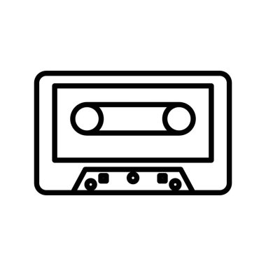 Kaset teybi simgesi doğrusal logo işareti web için siyah beyaz olarak ayarlandı