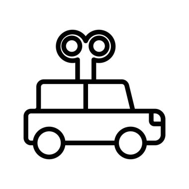 Clockwork oyuncak simgesi doğrusal logo işareti web için siyah-beyaz koleksiyonu