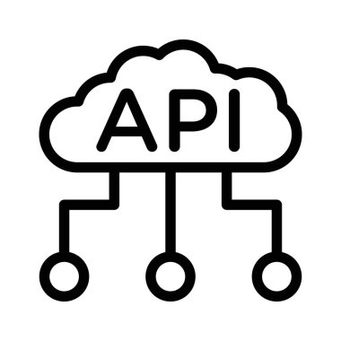 Bulut API simgesi doğrusal logo işaretleri web için siyah ve beyaz olarak belirlendi