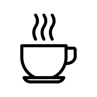 Kahve fincanı simgesi doğrusal logo işareti web için siyah ve beyaz olarak belirlendi