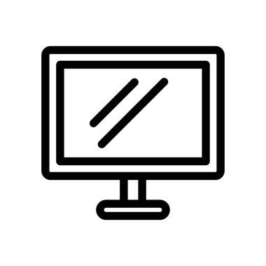 Bilgisayar monitörü simgesi doğrusal logo işareti web için siyah ve beyaz koleksiyonu