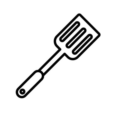 Spatula simgesi doğrusal logo işareti pişirme web için siyah ve beyaz koleksiyonu