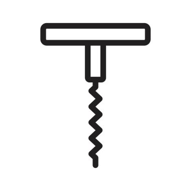 Tirbüşon açıcı simgesi doğrusal logo işaretleri web için siyah ve beyaz olarak belirlendi