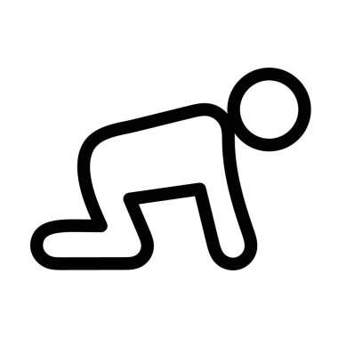 Sürünen bebek simgesi doğrusal logo işareti web için siyah ve beyaz koleksiyonu