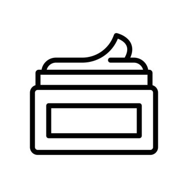 Krem kavanozu simgesi doğrusal logo işareti web için siyah beyaz olarak belirlendi