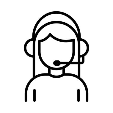 Web için siyah ve beyaz olarak müşteri destek simgesi doğrusal logo işareti koleksiyonu