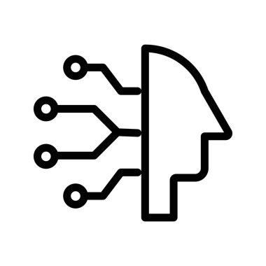 Cyborg simgesi doğrusal logo işareti web için siyah beyaz olarak belirlendi