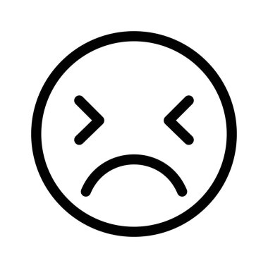 Umutsuz emoji simgesi doğrusal logo işareti web için siyah beyaz olarak ayarlandı