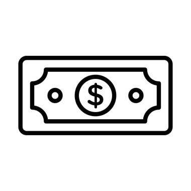 Dolar banknotu para simgesi doğrusal logo işareti web için siyah beyaz koleksiyonu