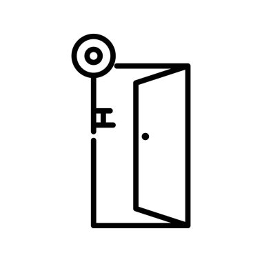 Kapı anahtarı simgesi (2) lineer logo işareti koleksiyonu web için siyah ve beyaz olarak ayarlandı