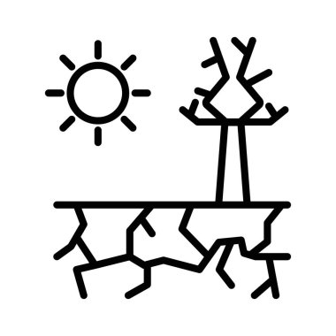 Kuraklık simgesi doğrusal logo işareti web için siyah ve beyaz olarak belirlendi