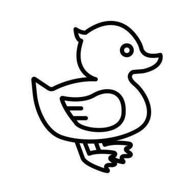 Ördek simgesi doğrusal logo işareti web için siyah beyaz olarak belirlendi