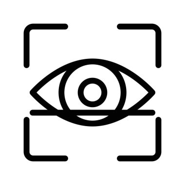 Göz Tarayıcı simgesi doğrusal logo işareti web için siyah beyaz olarak belirlendi