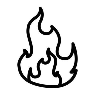Ateş alevi simgesi doğrusal logo işareti web için siyah beyaz koleksiyon olarak ayarlandı
