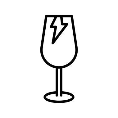 Kırılgan paket simgesi doğrusal logo işaretleri web için siyah beyaz olarak belirlendi