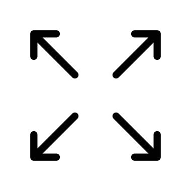 Tam ekran simgesi doğrusal logo işareti web için siyah beyaz olarak belirlendi
