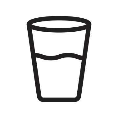 Bir bardak su simgesi doğrusal logo işareti web için siyah beyaz olarak ayarlandı