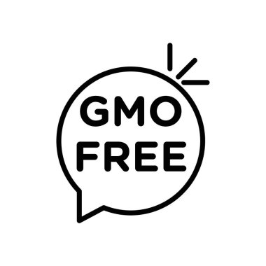gmo ücretsiz simge doğrusal logo işareti web için siyah beyaz olarak belirlendi