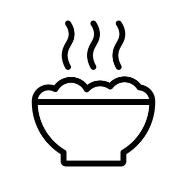 Sıcak yemek simgesi doğrusal logo işareti web için siyah ve beyaz koleksiyonu