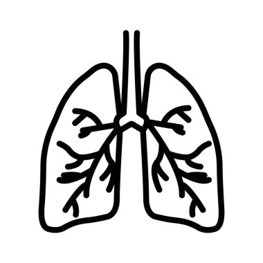 İnsan akciğerleri simge doğrusal logo işareti web için siyah beyaz koleksiyonu