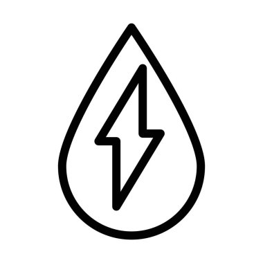 Hidroelektrik enerji simgesi doğrusal logo işaretleri web için siyah ve beyaz olarak belirlendi