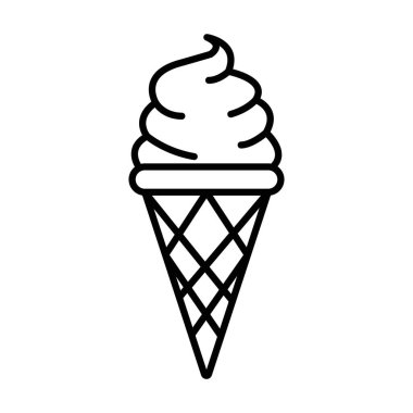 dondurma konisi simgesi doğrusal logo işareti web için siyah ve beyaz koleksiyonu