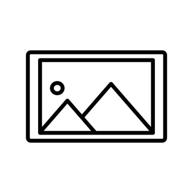 resim veya fotoğraf simgesi doğrusal logo işareti web için siyah ve beyaz koleksiyonu olarak ayarlandı