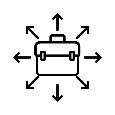 İş olanağı simgesi doğrusal logo işareti web için siyah ve beyaz olarak belirlendi