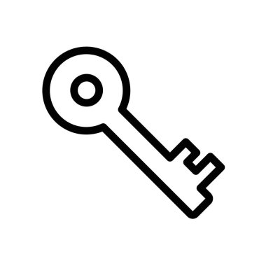 Anahtar simgesi doğrusal logo işareti web için siyah ve beyaz olarak belirlendi