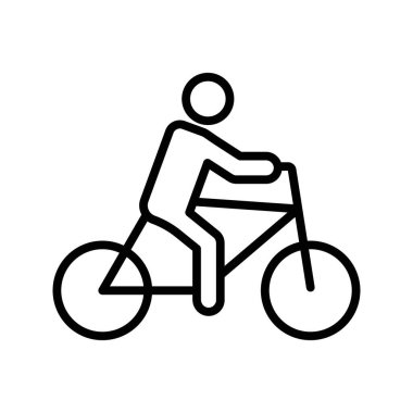 Bisiklet simgesi doğrusal logo işaretli adam web için siyah beyaz koleksiyon