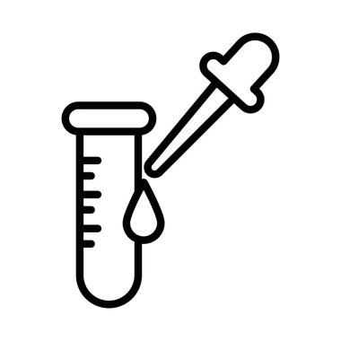 Tıbbi test simgesi doğrusal logo işareti web için siyah ve beyaz olarak belirlendi