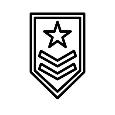 Askeri Rütbe simgesi doğrusal logo işareti web için siyah beyaz olarak belirlendi