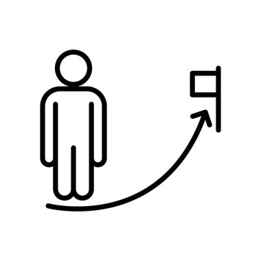 Görev Yolu simgesi doğrusal logo işareti web için siyah ve beyaz koleksiyon olarak ayarlandı