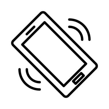 Cep telefonu titreşimli simge doğrusal logo işareti koleksiyonu web için siyah ve beyaz olarak ayarlandı
